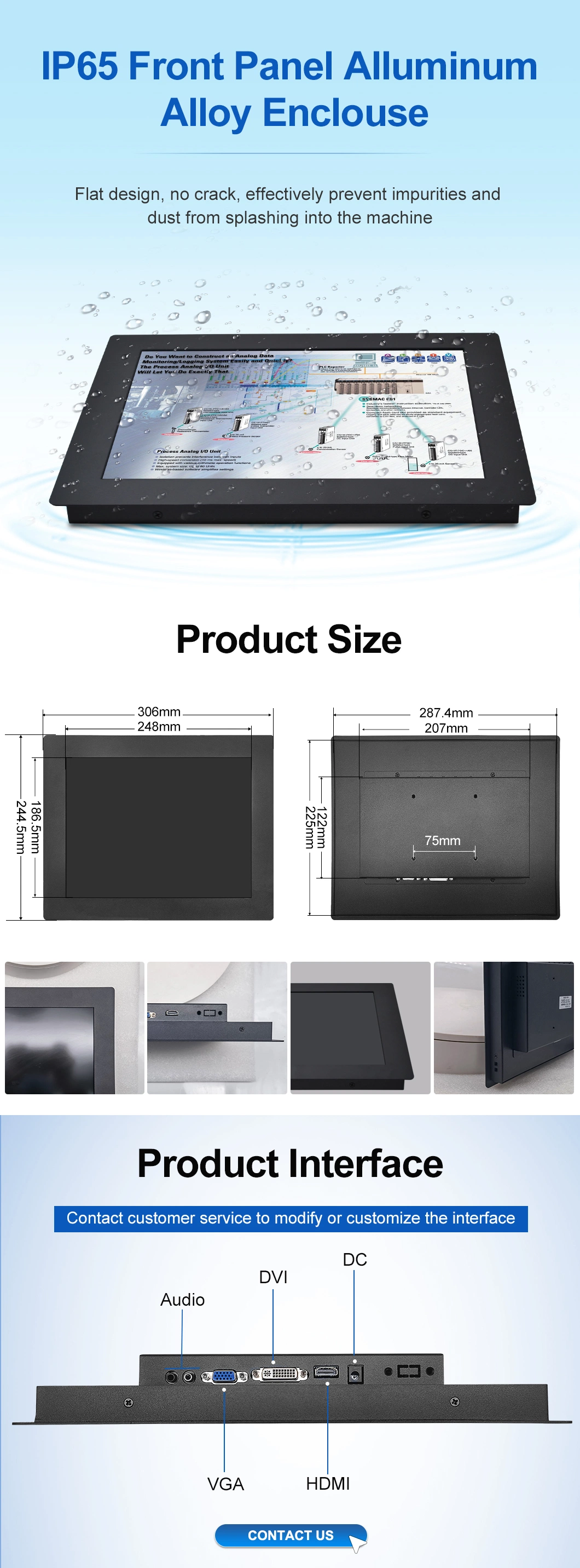 Monitor Metal Case 12′′ Inch 800*600 HDMI VGA AV BNC Non Touch Square Screen Embedded Open Frame LCD Monitor Industrial